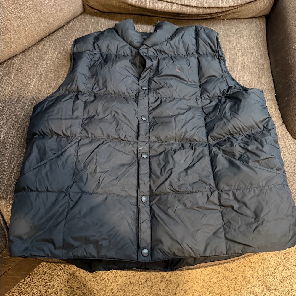 Down Puffer Vest Black Quilted Goose Down